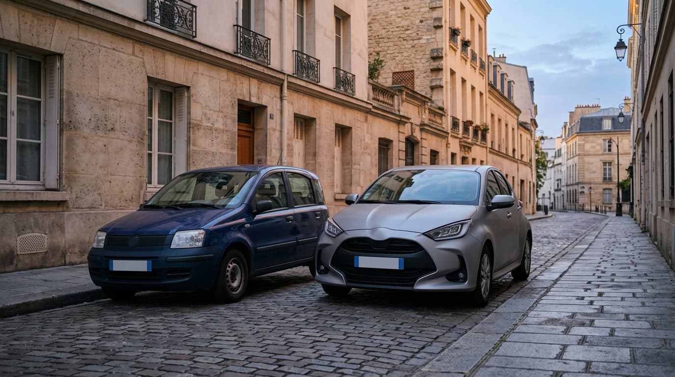 Citadine hybride en circulation urbaine en Belgique