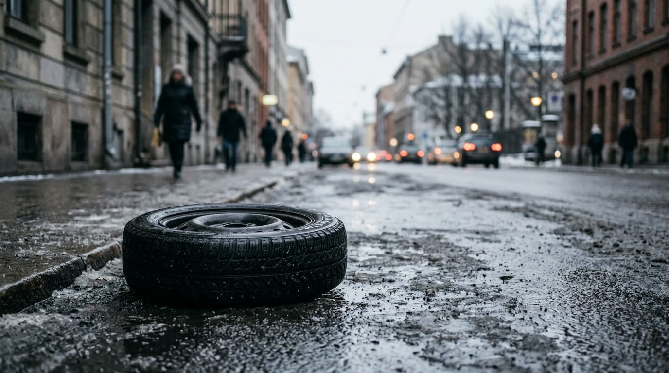 Citadine roulant sur une route belge en hiver